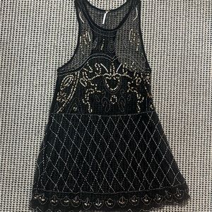 Free People Black and Gold Slip Dress Size S
